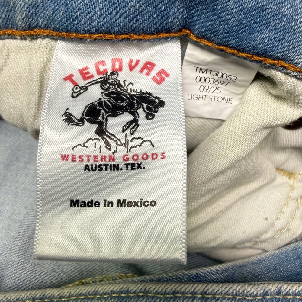New Tecovas Slim Straight Jeans Men 40x32 Light Stone Wash Stretch Western Denim - Picture 6 of 13